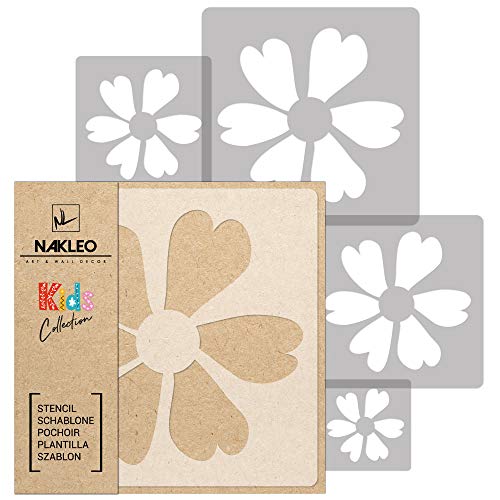 NAKLEO Schablonen Malen für Kinder, 5 Stück Set 9x9 bis 34x34cm Blume Pflanze Blütenstand, Wiederverwendbare Kunstoff Kinderzimmer Malvorlage Raumdekoration, Basteln DIY Wand Möbel Papier von Nakleo