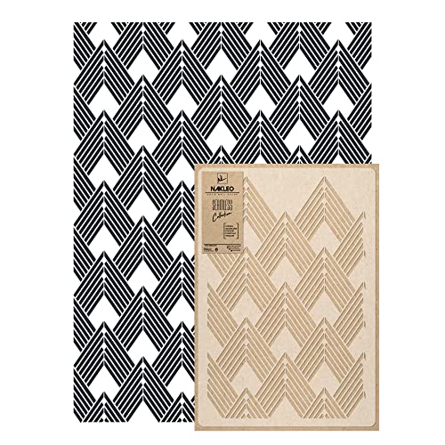 NAKLEO Wandschablone Groß Muster, Malschablone 59x95cm Gatsby Art Deco Wiederverwendbare Kunststoff, Geometrische Tapete Wandgestaltung, DIY Craft von Nakleo