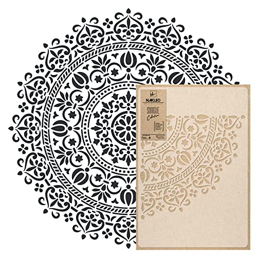 NAKLEO Mandala Große Malschablonen Durchmesser 109 cm - XL, Orientalischer Kreis Geometrisches Ornament, Wiederverwendbare Kunststoff Wandschablone DIY Handwerk, Holz Möbel Boden Stoff von Nakleo