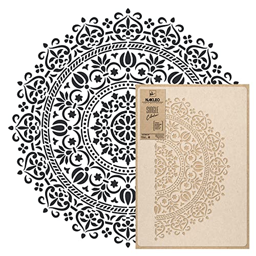 NAKLEO Mandala Große Malschablonen - Durchmesser 89 cm - Orientalischer Kreis Mandala Geometrisches Ornament - Wiederverwendbare Plastik Wandschablone von Nakleo