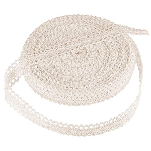 Naler 20M Spitzenband Beige Borte Baumwolle Dekoband Vintage Spitzenborte Häkel-Borte für Basteln Nähen Hochzeit Deko Scrapbooking Geschenkbox von Naler