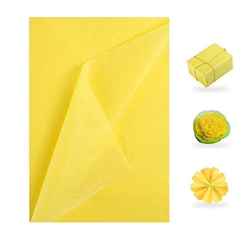 Naler 60 Blatt Seidenpapier Lichtgelb Geschenkpapier Verpackungsmaterial für Geschenkverpackung Deko Papier zum Basteln Dekoration, 35 x 50 cm von Naler