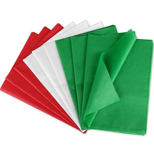 Naler Weihnachts-Seidenpapier für Geschenktüten, 35 x 60 cm, rot, weiß, grün, Geschenkpapier, Großpackung Seidenpapier für Geschenkverpackungen, Blumenstrauß-Verpackung, Bastelarbeiten, von Naler