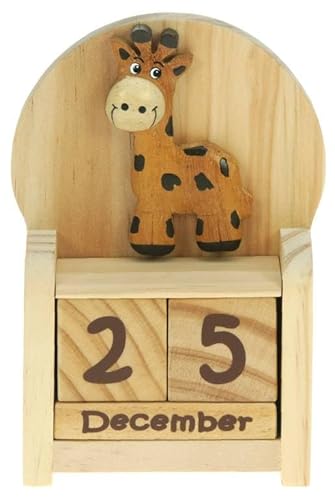 Namesakes® Ewiger Kalender Giraffe: Geschenkideen aus Holz für Männer oder Frauen: Tischkalender mit Datums- und Monatsblöcken: Tierischer Advent oder kleine Geschenkidee von Namesakes