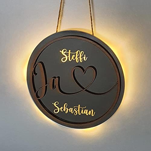 LED Motivspiegel Hochzeit | Personalisiert mit Namen als Geschenk für das Brautpaar I Hochzeitsgeschenk I Batteriebetrieb von Namofactur