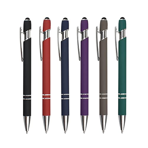 Namow Metall Kugelschreiber, 6 Farben Stift Set, Rutschfest Druckkugelschreiber mit Touchscreen-Stift Design, 1.0 mm Schwarze Kugelschreibermine für Schule, Büro, Geschenk für Studenten und Freunde von Namow