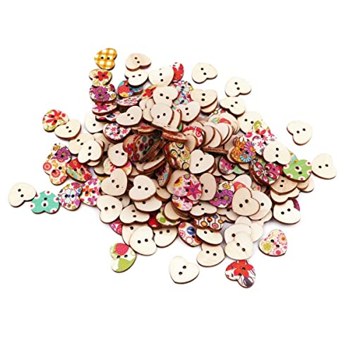 NAMVO 200pcs mehrfarbige Herz geformte hölzerne Knöpfe Nähende Fertigkeit Scrapbooking von Namvo