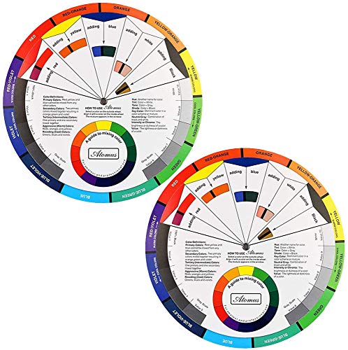 Namvo 2-teiliges kreatives Farbrad, Farbmischungs-Lernhandbuch Kunstunterrichtswerkzeug für Make-up-Mischbrett-Diagramm Farbmischungshandbuch Mischfarben 9,8 Zoll / 25 cm von Namvo