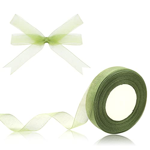 Namzi 1,9 cm grünes, durchscheinendes Organzaband, 45,7 m, Chiffonband für Geschenkverpackungen, Muttertag, Hochzeit, Blumenstrauß, Basteln (dunkelgrün) von Namzi