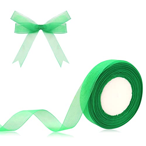 Namzi 1,9 cm grünes, durchscheinendes Organzaband, 45,7 m, Chiffonband für Geschenkverpackungen, Muttertag, Hochzeit, Blumenstrauß, Basteln (grün) von Namzi