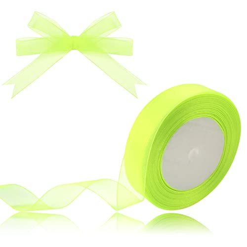 Namzi 1,9 cm grünes, durchscheinendes Organzaband, 45,7 m, Chiffonband für Geschenkverpackungen, Muttertag, Hochzeit, Blumenstrauß, Basteln (hellgrün) von Namzi