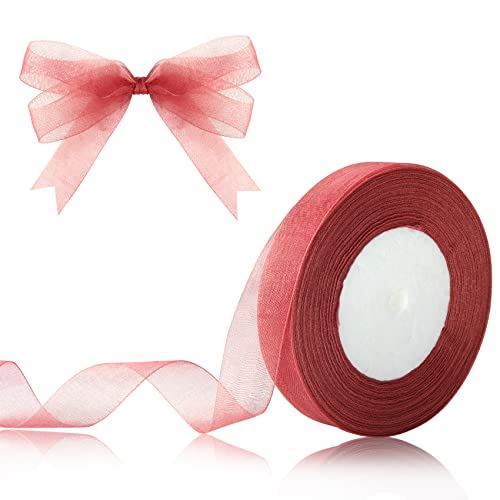 Namzi 1,9 cm grünes, durchscheinendes Organzaband, 45,7 m, Chiffonband für Geschenkverpackungen, Muttertag, Hochzeit, Blumenstrauß, Basteln (lila-rot) von Namzi