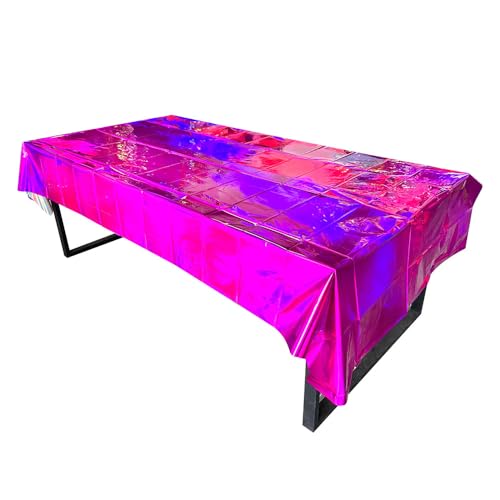 Namzi 10 Stück 183 x 136,9 cm schillernde Kunststoff-Tischdecken Glänzende Einweg-Tischdecken mit Laser-Rechteck, holografische Folie, Tischdecke, schillernd, Party-Dekoration, Rose von Namzi