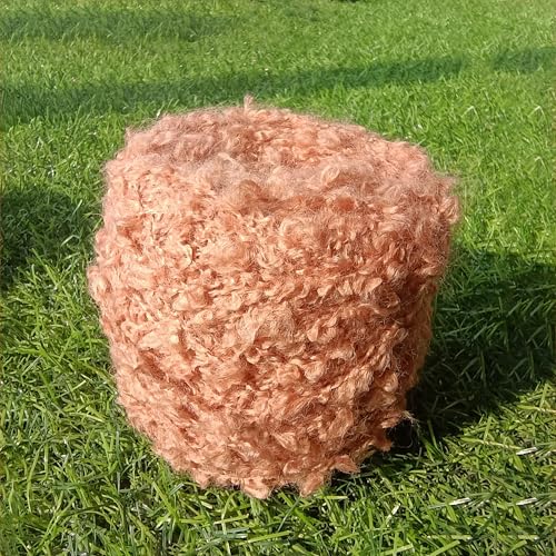 Namzi 50 g (Teddy Brown) weiche Plüschwolle, Acryl, ausgefallenes Schlaufengarn für Puppenhaarherstellung, Häkeln, Stricken, Nadelfilzen, Puppenhaar, lockiges Haar, Spulen aus Wollfilz, kardierte von Namzi