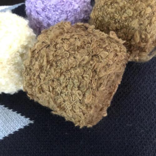 Namzi 50 g (braun) weiche Plüschwolle, Acryl, ausgefallenes Schlaufengarn für Puppenhaar, Häkeln, Stricken, Nadelfilzen, Puppenhaar, lockiges Haar, Spulen aus Wollfilz, kardierte Schafwolle, Roving, von Namzi