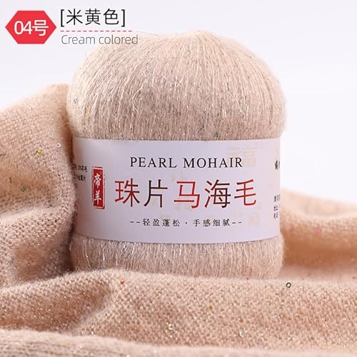 Namzi Dünnes Mohair-Strickgarn, Pailletten, Häkeln, flauschig, gestrickt, modisch, weiche Spitze, Wolle, Faden, Pullover, Schal, Perlen, Garne, Beige A Namzi Dünnes Mohair-Strickgarn, Pailletten, Häkeln, flauschig, gestrickt, modisch, weiche Spitze, Wolle, Faden, Pullover, Schal, Perlen, Garne, Beige A von Namzi
