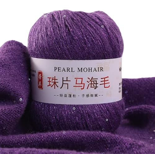 Namzi Dünnes Mohair-Strickgarn, Pailletten, Häkeln, flauschig, gestrickt, modisch, weiche Spitze, Wolle, Pullover, Schal, Perlen, Garne, Dunkelviolett, 100 g Namzi Dünnes Mohair-Strickgarn, Pailletten, Häkeln, flauschig, gestrickt, modisch, weiche Spitze, Wolle, Pullover, Schal, Perlen, Garne, Dunkelviolett, 100 g von Namzi