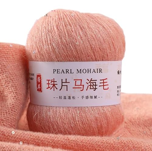 Namzi Dünnes Mohair-Strickgarn, Pailletten, Häkeln, flauschig, gestrickt, modisch, weiche Spitze, Wolle, Pullover, Schal, Perlen, Garne, Fleischrosa, 100 g Namzi Dünnes Mohair-Strickgarn, Pailletten, Häkeln, flauschig, gestrickt, modisch, weiche Spitze, Wolle, Pullover, Schal, Perlen, Garne, Fleischrosa, 100 g von Namzi