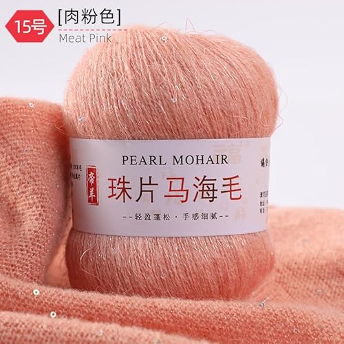 Namzi Dünnes Mohair-Strickgarn, Pailletten, Häkeln, flauschig, gestrickt, modisch, weiche Spitze, Wolle, Pullover, Schal, Perlen, Garne, Fleischrosa, 50 g Namzi Dünnes Mohair-Strickgarn, Pailletten, Häkeln, flauschig, gestrickt, modisch, weiche Spitze, Wolle, Pullover, Schal, Perlen, Garne, Fleischrosa, 50 g von Namzi