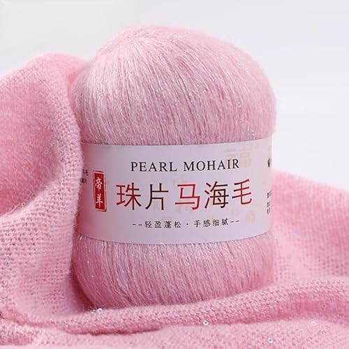Namzi Dünnes Mohair-Strickgarn, Pailletten, Häkeln, flauschig, gestrickt, modisch, weiche Spitze, Wolle, Pullover, Schal, Perlen, Garne, Hellrosa Namzi Dünnes Mohair-Strickgarn, Pailletten, Häkeln, flauschig, gestrickt, modisch, weiche Spitze, Wolle, Pullover, Schal, Perlen, Garne, Hellrosa von Namzi