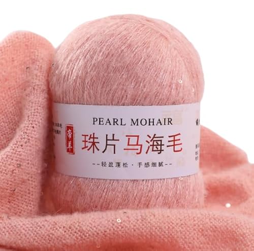 Namzi Dünnes Mohair-Strickgarn, Pailletten, Häkeln, flauschig, gestrickt, modisch, weiche Spitze, Wolle, Pullover, Schal, Perlen, Garne, Rosa, 100 g Namzi Dünnes Mohair-Strickgarn, Pailletten, Häkeln, flauschig, gestrickt, modisch, weiche Spitze, Wolle, Pullover, Schal, Perlen, Garne, Rosa, 100 g von Namzi