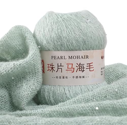 Namzi Dünnes Mohair-Strickgarn, Pailletten, Häkeln, flauschig, gestrickt, modisch, weiche Spitze, Wolle, Pullover, Schal, Perlen, Garne, Wassergrün, 100 g Namzi Dünnes Mohair-Strickgarn, Pailletten, Häkeln, flauschig, gestrickt, modisch, weiche Spitze, Wolle, Pullover, Schal, Perlen, Garne, Wassergrün, 100 g von Namzi