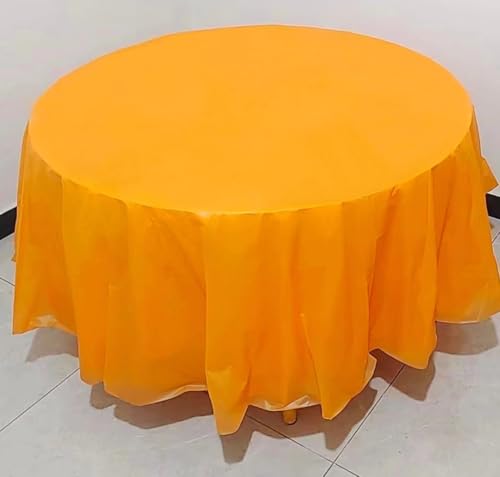 Namzi Einweg-Tischdecken aus Kunststoff, rund, 210 cm, Orange, 5 Stück von Namzi