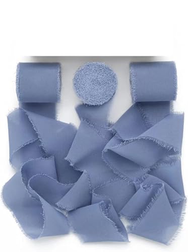 Namzi Geschenke, Blumen, Geschenkbox-Verpackungsbänder, handzerrissene Chiffonbänder, handgehaltene Blumenquasten, Schleifendekoration, Seidenstoffstreifen (blau) von Namzi