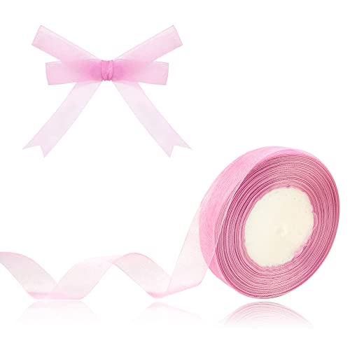 Namzi Organzaband, 1,9 cm, Grün, 45,7 m, Chiffonband für Geschenkverpackungen, Muttertag, Hochzeit, Blumenstrauß, Basteln (Rosa) von Namzi