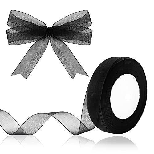 Namzi Organzaband, 1,9 cm, Grün, 45,7 m, Chiffonband für Geschenkverpackungen, Muttertag, Hochzeit, Blumenstrauß, Basteln (schwarz) von Namzi