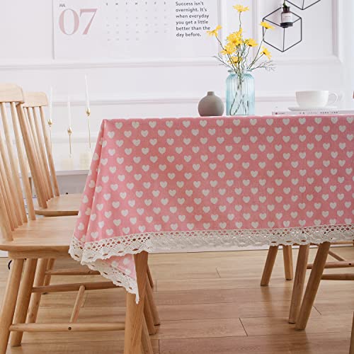 Namzi Pink Love bedruckte kleine frische Tischdecke im Landhausstil, Teetischdecke, Häkelspitze (90 x 90 cm) von Namzi