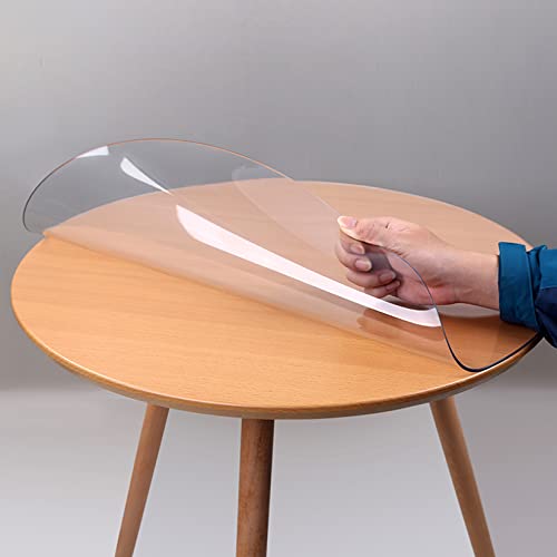 Namzi Strapazierfähige, transparente PVC-Tischdecke für drinnen und draußen, rund, wasserdicht, abwischbar, transparenter Kunststoff-Tischdeckenschutz (2,0 mm, Durchmesser: 75 cm) von Namzi