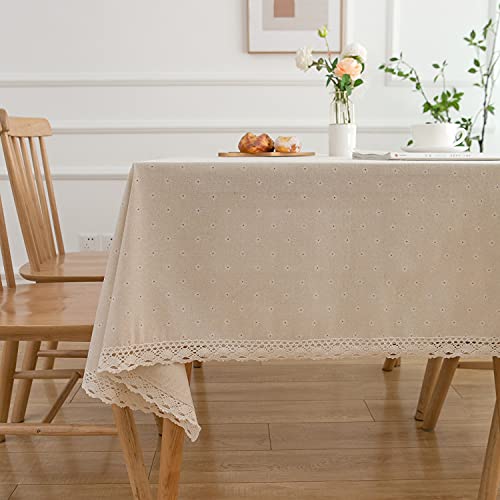 Namzi Tischdecke mit weißem Chrysanthemen-Druck, klein, frischer Landhausstil, Tee-Tischdecke, Häkelspitze (60 x 60 cm) von Namzi