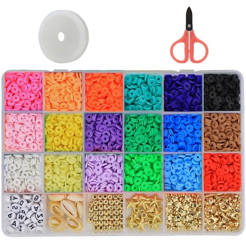 Clay Beads für Armbänder-Flache Perlen Selber Machen Set 3866 Stück Tonperlen DIY Schmuck/Bracelet Making Kit（18 Farben） von Nanaborn