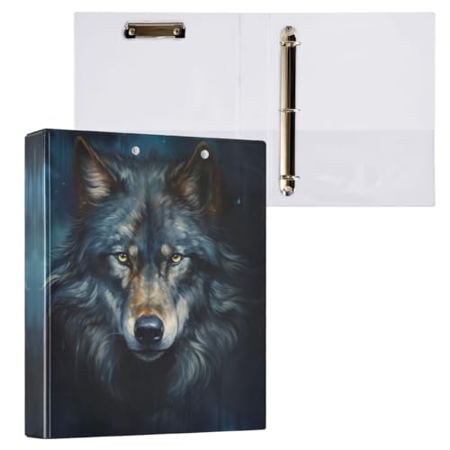 Nander 3-Ringbuch, Wolf-Portraitbuch mit Klemmbrett (Briefgröße), niedlicher Ordner-Organizer für Arbeit, Schule, Büro und Geschäftsbedarf von Nander