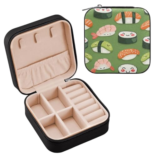 Nander Süßes kleines Sushi-Reise-Schmucketui, tragbare kleine Schmuckschatulle, Halskette, Ohrringe, Reise-Schmuck, PU-Lederbox, Weihnachtsgeschenk für Frauen und Mädchen von Nander