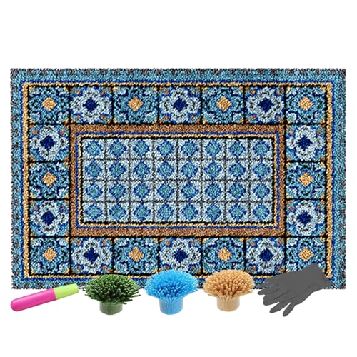 NangHuw Knüpfteppich Zum Selber Knüpfen Teppich Knüpf-Sets Kreuzstich Set Knüpfen Set Für Kinder Und Erwachsene knüpfen Set DIY Handwerk Geschenke Fußabtreter 85x115CM von NangHuw