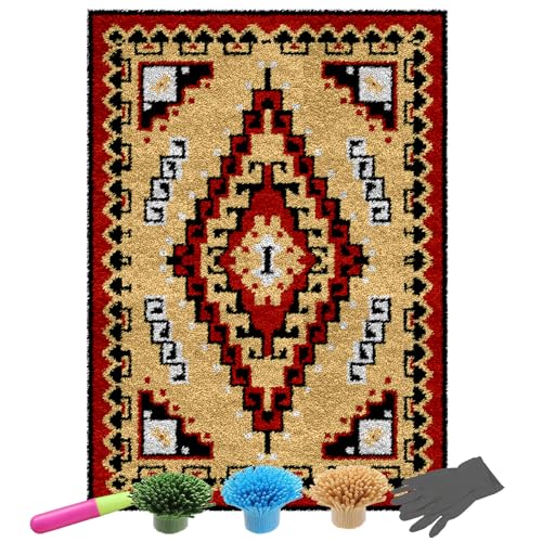 NangHuw Knüpfteppich Zum Selber Knüpfen Teppich Knüpf-Sets Kreuzstich Set Knüpfen Set Für Kinder Und Erwachsene knüpfen Set DIY Handwerk Geschenke Fußabtreter 90x120CM von NangHuw