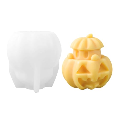 Nankoyal 3D-Kürbisformen, Silikon, Halloween-Harzguss-Silikonform, Geister- -Design, Schokolade, Pudding, Dessert, Gelee, handgefertigte Seife, Cupcake-Topper, Seife, 3D-Halloween-Kerzenformen von Nankoyal