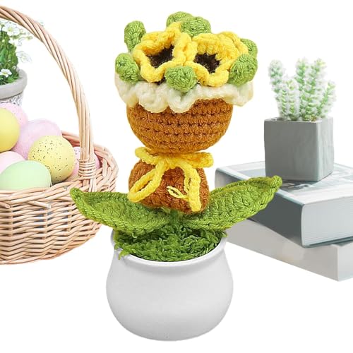 Nankoyal Häkelblume,Gehäkelte Blumen | Handgefertigter gehäkelter Blumenstrauß - Bunte gestrickte Häkelpflanze für Frauen, Home-Office-Auto-Armaturenbrett-Deor, Muttertag von Nankoyal