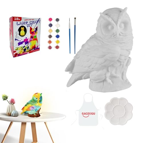 Nankoyal Malen Sie Ihr eigenes Eulen-Set,Malen Sie Ihr eigenes Eulen-Lampen-Set | Malen Sie Ihre eigene Lampe mit Pigment - Eulen-Lampen-Kunstdekoration für Kinder, Bastel-Malset für Kinder ab 4 von Nankoyal