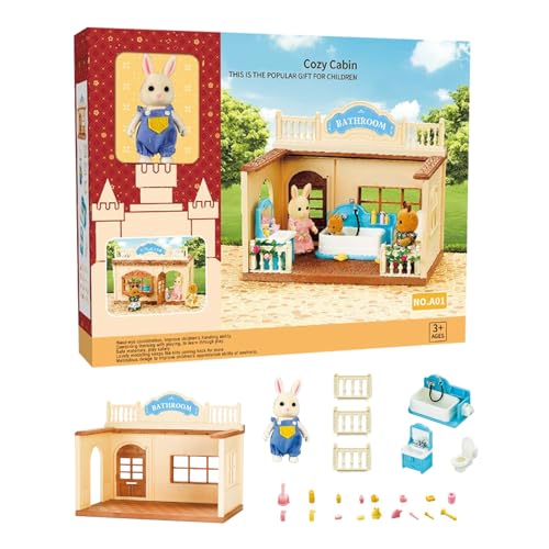 Nankoyal Puppenhaus für Kinder, Puppenhaus-Bausätze zum Bauen,Puppenhaus-Spielset Tiny House | Holzbausatz mit Möbeln, Spielzeug für Kleinkinder, Miniatur-Puppenhaus-Set, Rollenspiel für Kinder ab 3 von Nankoyal