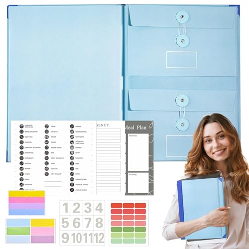 Folio Life Organizer – Life Book File Organizer, Document Organizer Binder | Tragbarer Organizer für monatliche Papierrechnungen und Steuerbelege von Naqqios