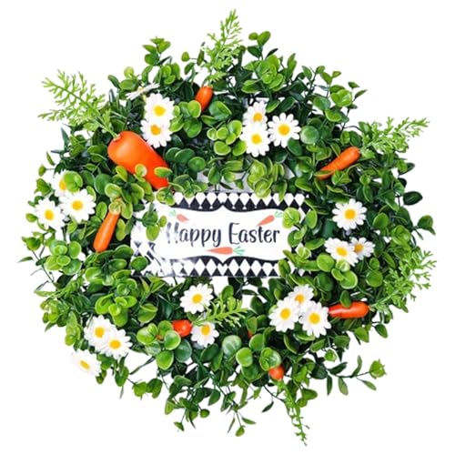 Osterkronendekorationen - Karottenkrone, Karotten Und Gänseblümchen Im Freien Girlande | Ostern Marguerite Crown Für Eingangstür, Wanddekoration von Naqqios