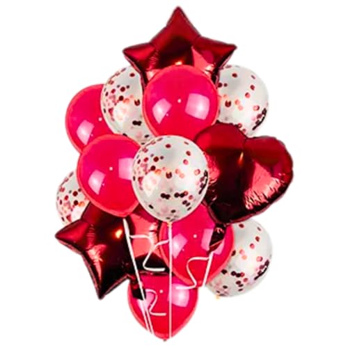 Valentinstagsdekorationsset – 14 Valentinstags-Ballon-Display-Packung mit rotem Herz, Stern und Konfetti-Designs, inklusive Band und Strohhalm zum Aufblasen, Valentinstagsdekoration, Valentinstagsdekorationsset – 14 Valentinstags-Ballon-Display-Packung mit rotem Herz, Stern und Konfetti-Designs, inklusive Band und Strohhalm zum Aufblasen, Valentinstagsdekoration, von Naras