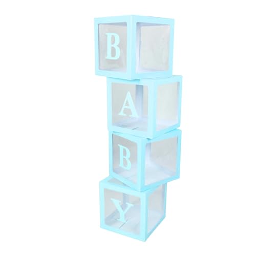 Buchstabe Dekoration Box 4pcs Ballonblöcke Multifunktionales Licht Minimalistischer Stil für Babyparty (BLUE) von Naroote