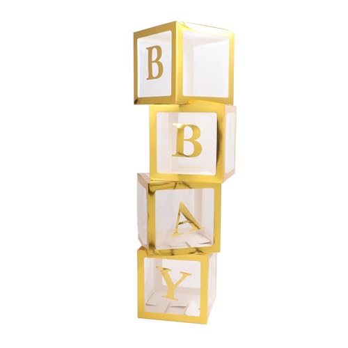 Buchstabe Dekoration Box 4pcs Ballonblöcke Multifunktionales Licht Minimalistischer Stil für Babyparty (GOLD) von Naroote