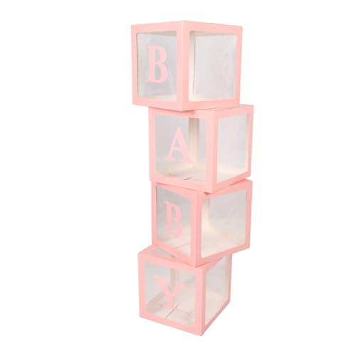 Buchstabe Dekoration Box 4pcs Ballonblöcke Multifunktionales Licht Minimalistischer Stil für Babyparty (PINK) von Naroote