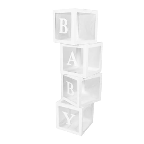 Buchstabe Dekoration Box 4pcs Ballonblöcke Multifunktionales Licht Minimalistischer Stil für Babyparty (WHITE) von Naroote