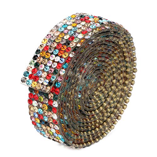 Bügelband Zum Aufbügeln, Strassband Zum Aufbügeln, Applikation, 1 M, Strass-Kristallglas-Netzband, Besatz für Hochzeitskleid, Schuhe (Bunt 6 Reihen 1 Meter) von Naroote